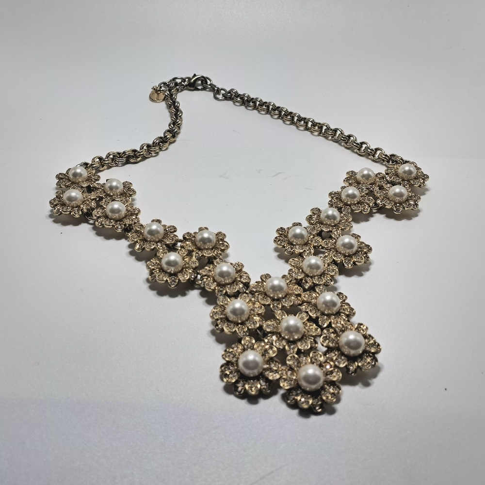 J. Crew Crystal Flower Lattice Statement Necklace
